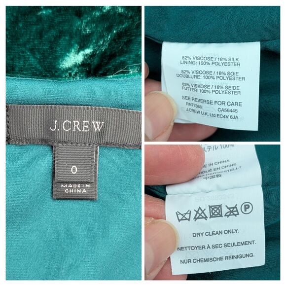 J.Crew Peplum Top Womens Sz 0 Kelly Green Velvet Burnout Silk Whimsigoth Fairy - Picture 6 of 8